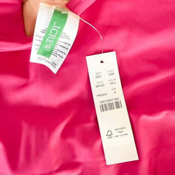 J. Crew | NWT | Ruched ruffle one-piece swimsuit in Radiant Fuchsia | Sz 8 - Picture 10 of 12